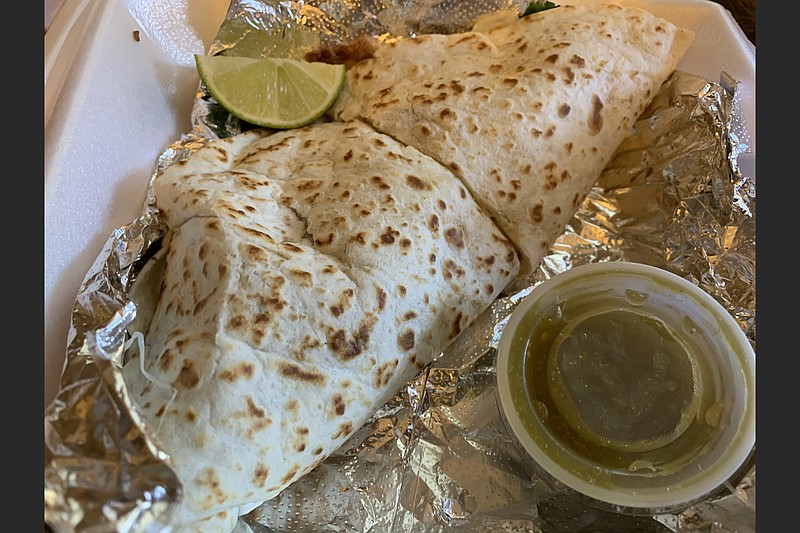 We had the Wicked Taco Factory kitchen hold the veggies and our Carne Asada Quesadilla was still enormous. (Arkansas Democrat-Gazette/Eric E. Harrison)