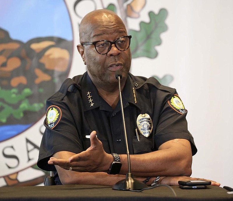 Little Rock Police Chief Keith Humphrey answers questions during a press conference on Wednesday, June 3, 2020, in downtown Little Rock. (Arkansas Democrat-Gazette/Staton Breidenthal)