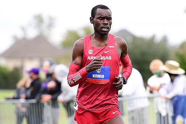 Arkansas Amon Kemboi runs during the SEC Cross Country Championships on Friday, Oct. 30, 2020, in Baton Rouge, La.