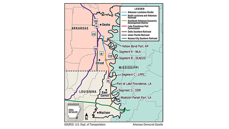 This graphic shows details of a railroad that's one of the big-ticket items on the plate of the Southeast Arkansas Economic Development District.