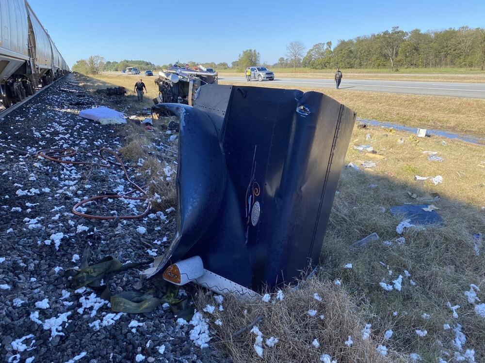 Truck driver transported to UAMS after crash with train