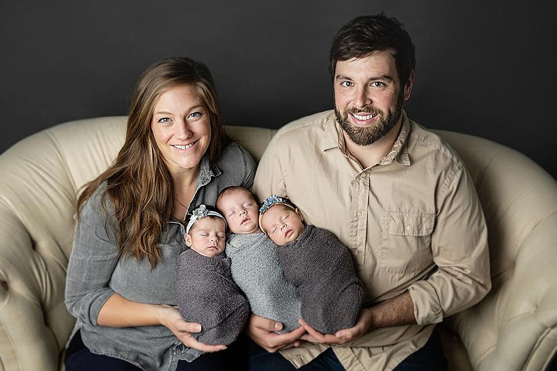 Reecie and Drew Liles were brought together through their love of the great outdoors. Now they can’t wait to introduce their 5-month-old triplets, Beau, Ada and Zoey, to the joys of being outside. “He’s my best friend and best adventure buddy,” Reecie says. “I couldn’t have asked for a better spouse and dad to our three, as well as our Lab pup, Lou girl.”
(Special to the Democrat-Gazette/Lavender Harvest Photography)