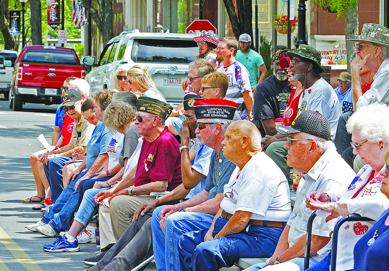 An audience of veterans along with family and friends attend the Veterans of Foreign Wars Memorial Day ceremony at the Union County Courthouse in 2019. (News-Times file)