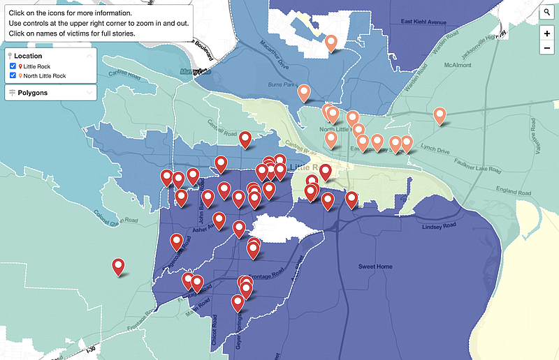 INTERACTIVE MAP 2019 Homicides in Little Rock and North Little Rock