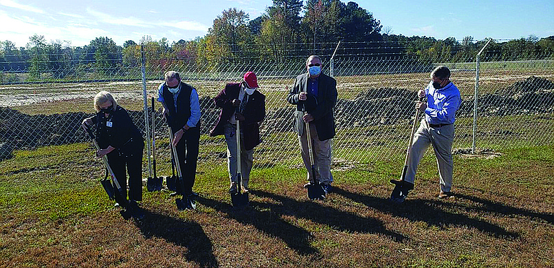 Photo via Doc Bryce
Breaking ground
Pictured from left is Ouachita County Medical Center President Peggy Abbott, Camden Water Utilities General Manger David Richardson, Camden Mayor Julian Lott, Ouachita County Judge Robert “Robbie” McAdoo and Scenic Hill Solar CEO Bill Halter as they break ground for a new solar project. The project is the first solar city and county parentership in the state and is a $6M investment in the community. story.lead_photo.caption