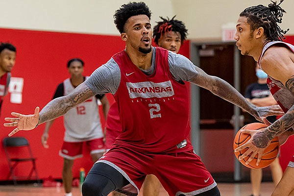 Arkansas forward Vance Jackson is shown during a recent practice in Fayetteville.