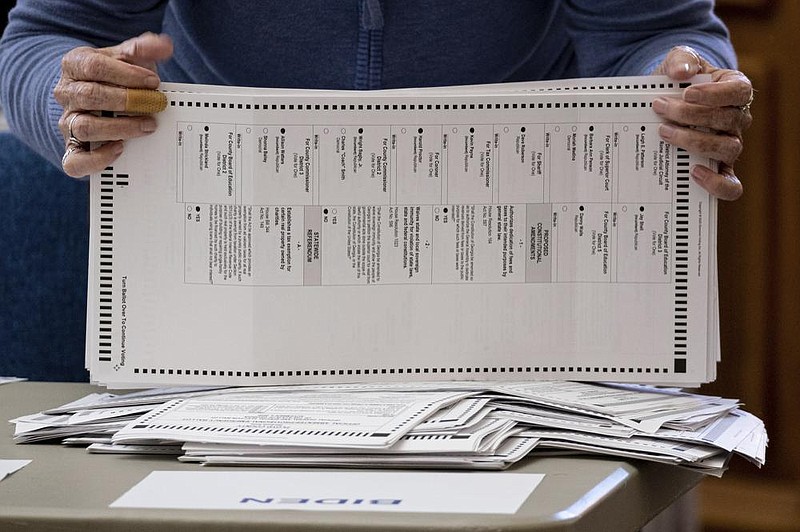 An official sorts ballots Friday during an audit at the Floyd County administration building in Rome, Ga. The secretary of state’s office has instructed county election officials to complete the audit by 11:59 p.m. Wednesday. The deadline to certify the results is Nov. 20.
(AP/Ben Gray) story.lead_photo.caption