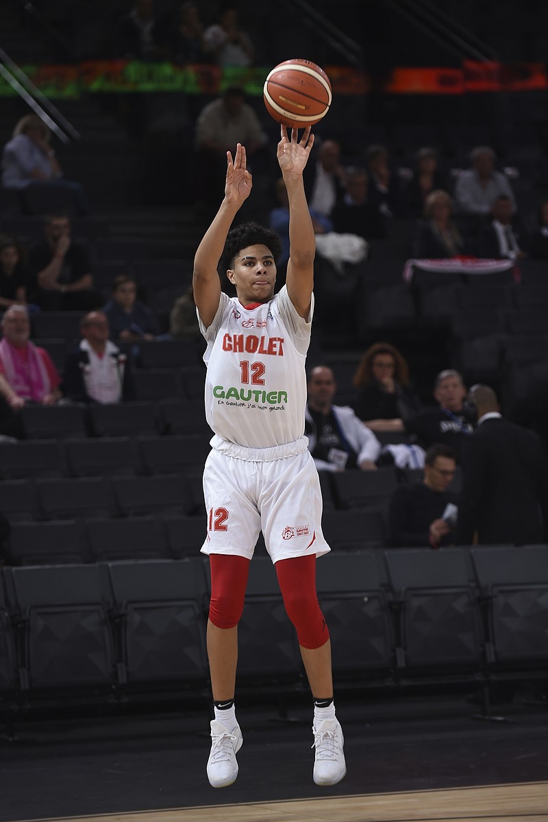 Cholet’s Killian Hayes shoots on April 22, 2017, during the French Cup under-17 final between Cholet and Chalon-sur-Saone in Paris. Most NBA fans are just now learning the name Killian Hayes. The 19-year-old French-American point guard will likely be a top 5 pick in Wednesday night’s draft. The shifty 6-foot-5 lefty is among several international prospects that will be drafted, including Deni Avdija, Israel; Théo Maledon, France; Leandro Bolmaro, Argentina; and Aleksej Pokusevski, Serbia. - The Associated Press file photo