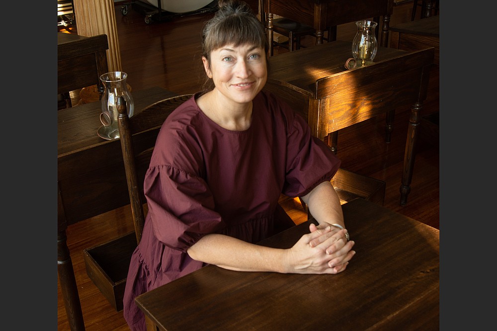 Arkansas writer Jen Fawkes relaxes at the Old State House Museum. (Arkansas Democrat-Gazette/Cary Jenkins)