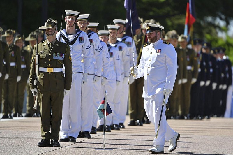 An honor guard forms Thursday at Australian Defense Headquarters, before findings from the inspector-general of the Defense Force Afghanistan Inquiry were released in Canberra, Australia.
(AP/AAP Image/Mick Tsikas)