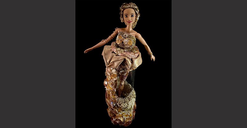 Kimiara Johnson of Pine Bluff showcased Mosaic Rose Barbie with a painted prosthetic leg at an exhibit in Sonoma, Calif., on Nov. 14. 
(Special to The Commercial/Chris Weller)