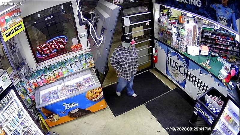 Surveillance video shows a person suspected in a robbery in Jefferson County. The sheriff’s office is seeking help identifying the person. 
(Special to The Commercial)