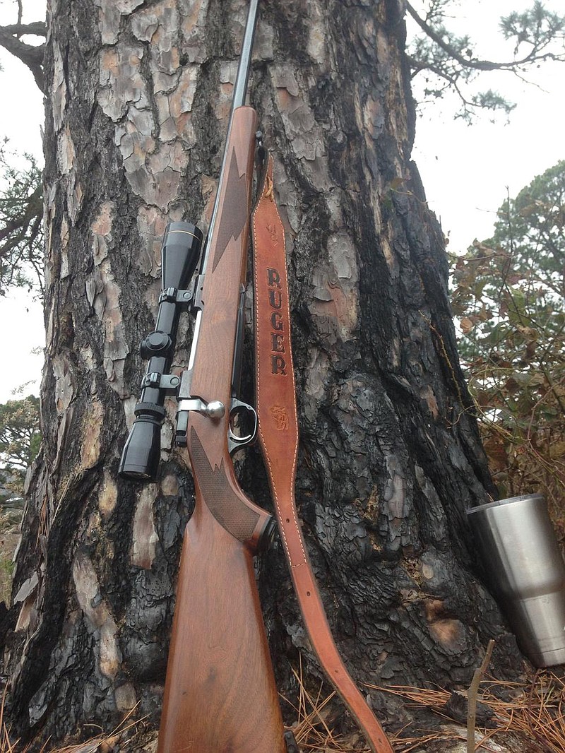 Arkansas Democrat-Gazette/Bryan Hendricks
With his trusty Ruger, the author stood beside this tree for days with only hot coffee to take the edge off the colds wind. A deer rewarded his patience in the waning minutes of the hunt. 
