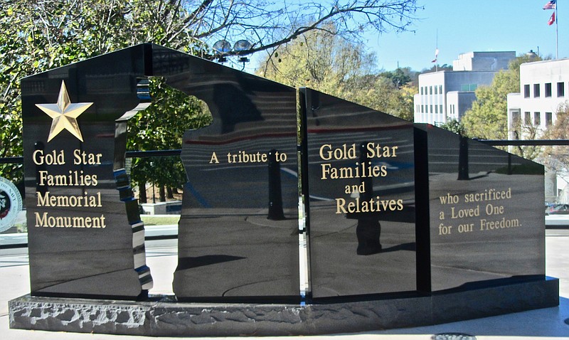 Dedicated last year, the Gold Star Families Memorial is made from black granite. (Special to the Democrat-Gazette/Marcia Schnedler)