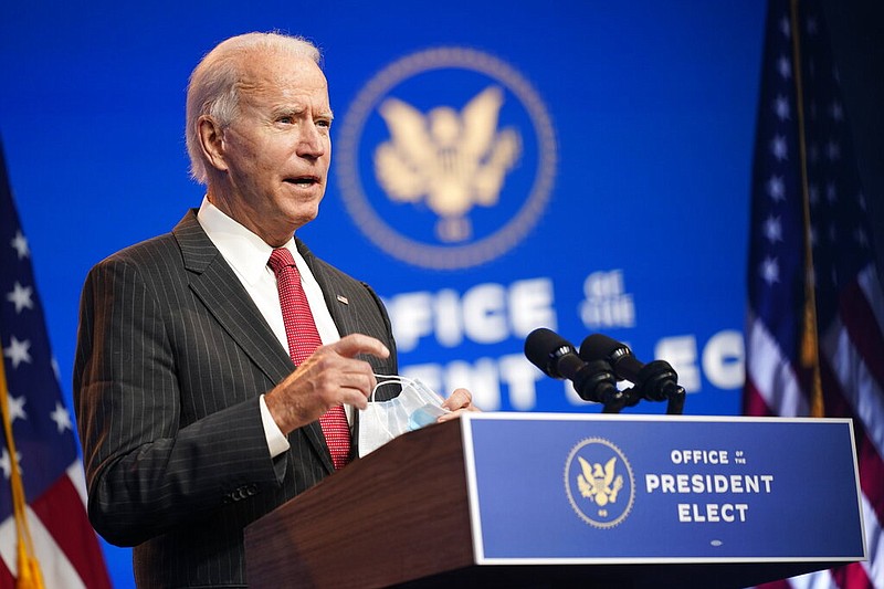 FILE - In this Nov. 19, 2020, file photo President-elect Joe Biden speaks at The Queen theater in Wilmington, Del.