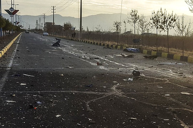 This photo released by the semi-official Fars News Agency shows the scene where Mohsen Fakhrizadeh was killed in Absard, a small city just east of the capital, Tehran, Iran, Friday, Nov. 27, 2020.
