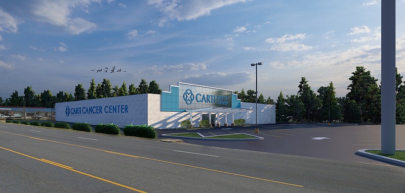 This rendering shows what the new CARTI Cancer Center in El Dorado will look like upon completion. The facility will be located in what was formerly Office Depot at 1601 N. West Ave., and renovations of the building are expected to be completed in late summer in 2021. (Contributed)