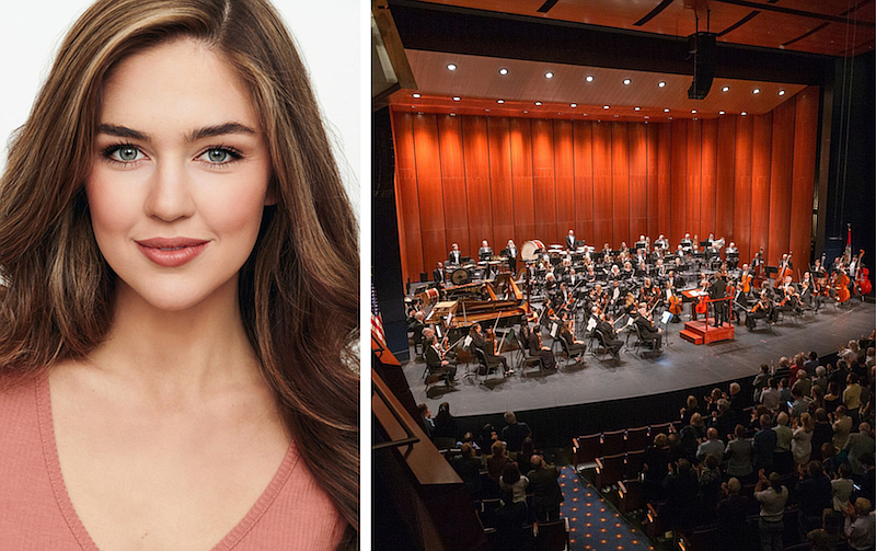 Left: Laura Leigh Turner will sing with the Arkansas Symphony in its online "Home for the Holidays" concert Dec. 13. (Special to the Democrat-Gazette) Right: The Arkansas Symphony Orchestra is shown in a 2018 file photo.