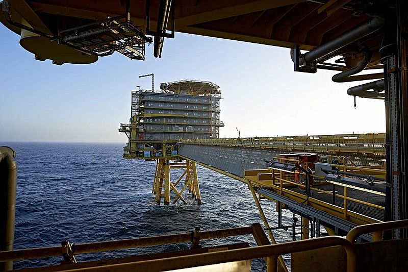 An oil rig belonging to Danish conglomerate Moller-Maersk sits in the North Sea. Denmark has decided to end state-approved oil and gas exploration in the North Sea.
(AP/Polfoto/Claus Bonnerup)