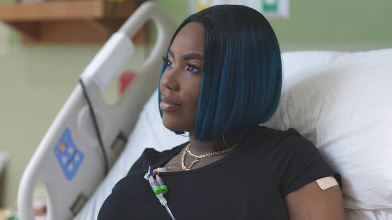 Victoria Gray is seen on her infusion day in 2019 during a gene editing trial for sickle cell disease at the Sarah Cannon Research Institute and The  Children’s Hospital At TriStar Centennial in Nashville.
(AP/Anthem Pictures/Sarah Cannon Research Institute)