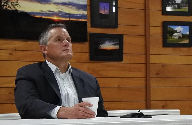 FILE - U.S. Rep. Bruce Westerman listens to a presentation at the Mulberry Community Center in this Aug. 31 photo. (Arkansas Democrat-Gazette/Thomas Saccente)