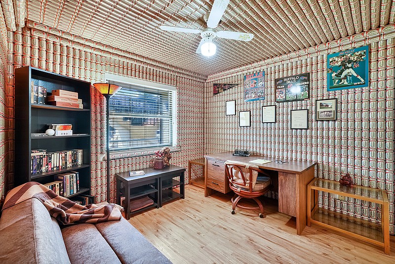 In tribute to his favorite beverage, a Budweiser lover lined the walls and ceiling of his West Palm Beach condo with beer cans. (Courtesy Kearney & Associates Realty via Marni Jameson)