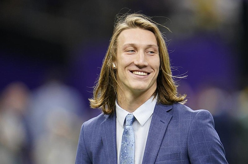  Clemson quarterback Trevor Lawrence arrives before the NCAA College Football Playoff national championship game against LSU Monday, Jan. 13, 2020, in New Orleans.
 (AP Photo/David J. Phillip, File)