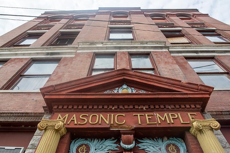 The Masonic Temple's colorful façade faces East Fourth Avenue. (Copyrighted photo reprinted with permission of The Abandoned Atlas Foundation/Michael Schwarz.)