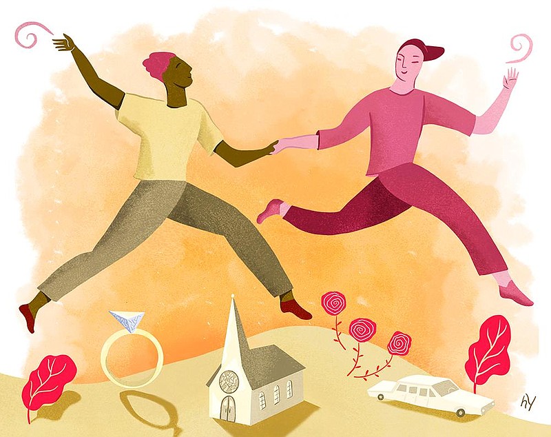 An orchestrated proposal is often deemed an essential step toward marriage but many couples, already living together and sharing bank accounts, consider it unnecessary.
(The New York Times/Heidi Younger)