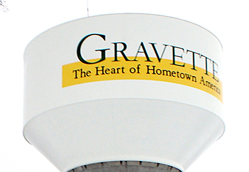 File Photo/WESTSIDE EAGLE OBSERVER
Gravette's water tower designates the city as the "Heart of Hometown America."