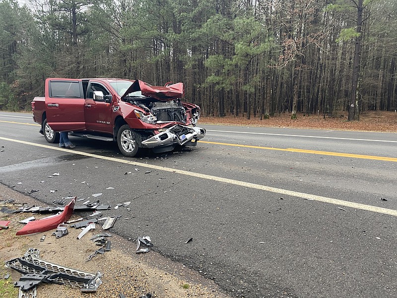 The driver of the white SUV stated that this red truck was the vehicle that initiated contact during the accident.