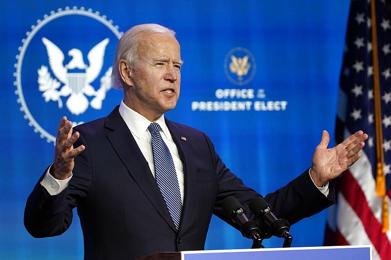 President-elect Joe Biden speaks during an event at The Queen theater in Wilmington, Del., Thursday, Jan. 7, 2021, to announce key nominees for the Justice Department. 