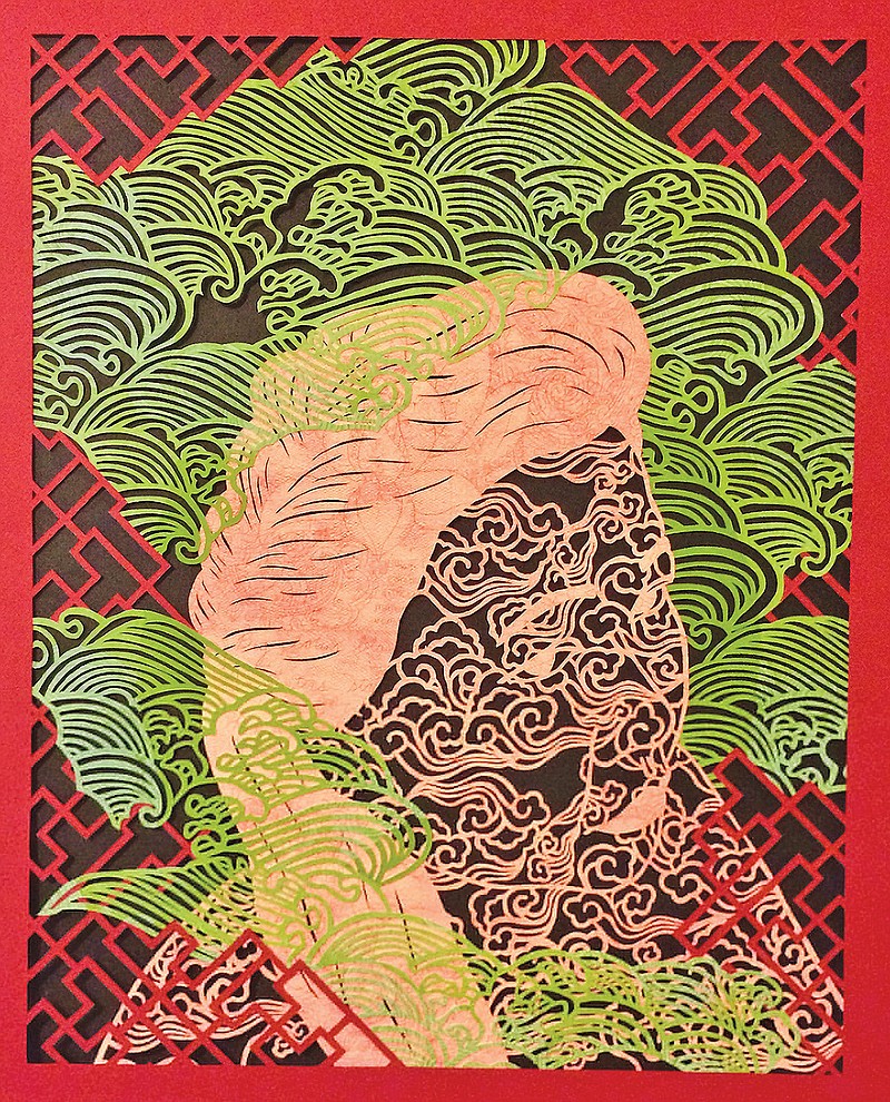 “Undulation,” an intaglio print and cut-paper work by Tammy Harrington of Russellville