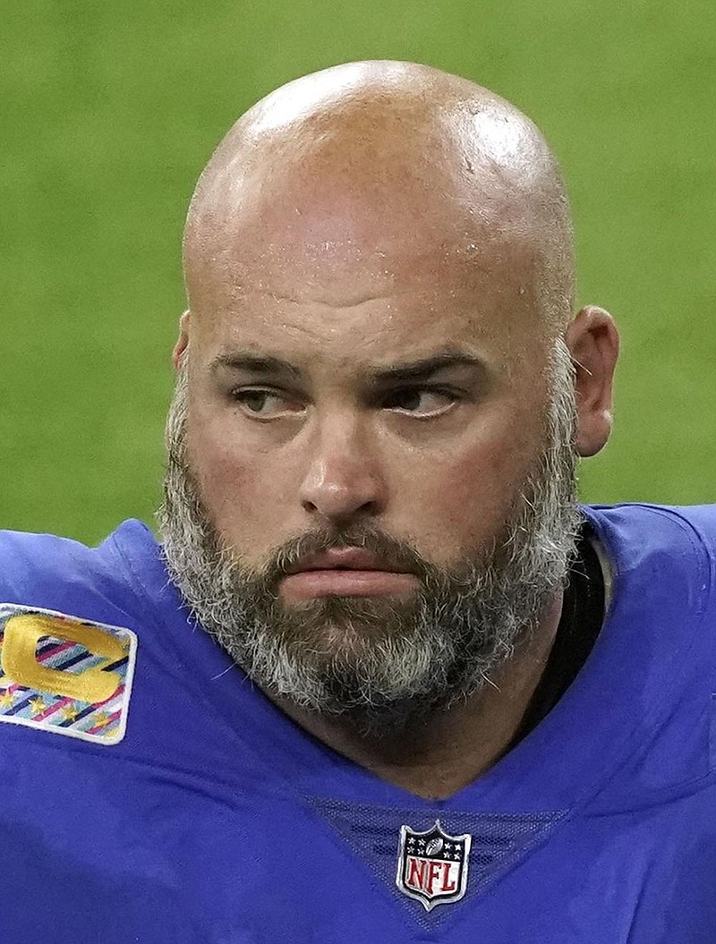 Los Angeles Rams offensive tackle Andrew Whitworth (77) during the second half of an NFL football game against the Chicago Bears Monday, Oct. 26, 2020, in Inglewood, Calif. (AP Photo/Ashley Landis)