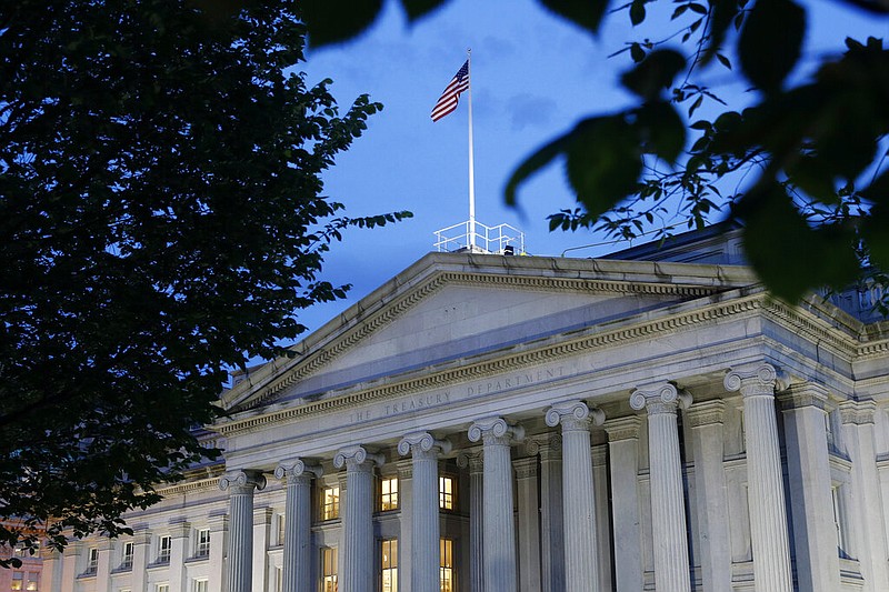 The U.S. Treasury Department building in Washington is shown at dusk in this June 6, 2019, file photo. The Corporate Transparency Act, enacted into law on Jan. 1, 2021, creates a registry managed by the Treasury Department that will contain the names of the true owners of shell companies, whether they were created domestically or in foreign countries but conducting business in the U.S.