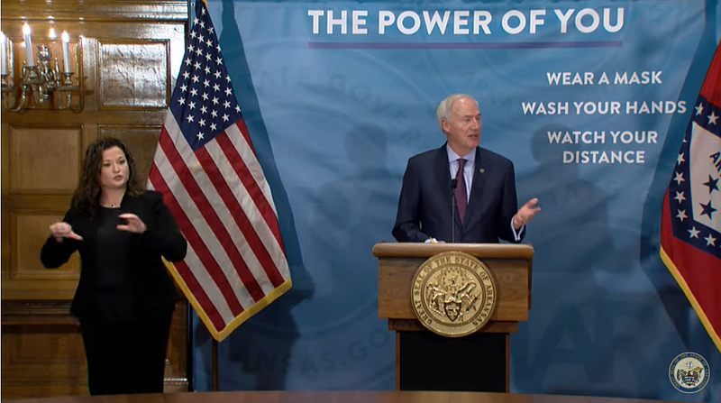 Gov. Asa Hutchinson speaks during a covid-19 briefing, Tuesday, Jan. 12, 2021.