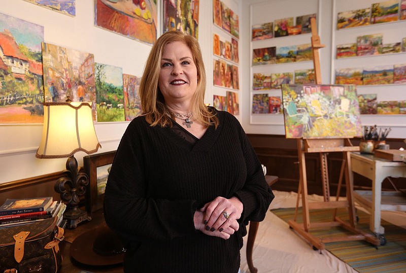 Artist Karen Spencer inside her new studio Monday, January 11, 2021, on E. Mountain Street in Fayetteville. Check out nwaonline.com/2101017Daily/ and nwadg.com/photos for a photo gallery.
(NWA Democrat-Gazette/David Gottschalk) 