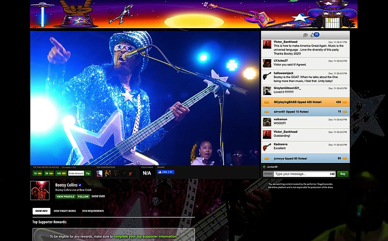 Bootsy Collins performs a virtual show on StageIt. (StageIt)