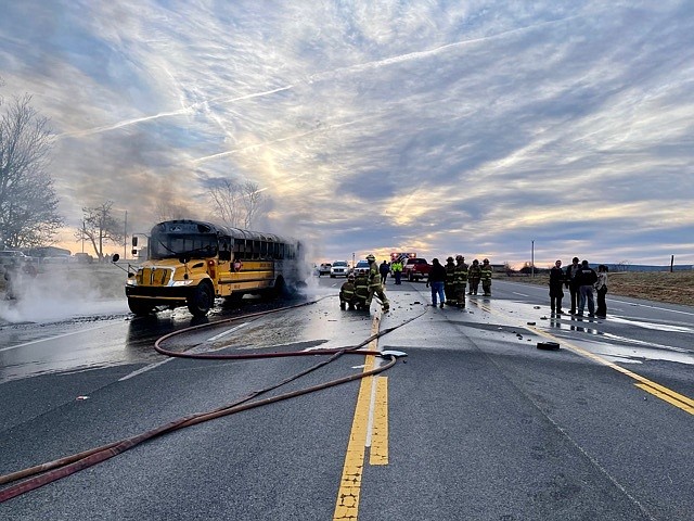 A driver died in a fiery Carroll County crash with a school bus Wednesday morning, authorities said. Photo courtesy of Green Forest Police Chief John Bailey