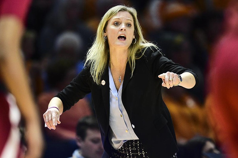 Kellie Harper, who is in her second season as the Tennessee women’s coach, helped lead the Lady Volunteers to three national championships as a player. The No. 25 Lady Vols host No. 3 Connecticut tonight.
(AP file photo)