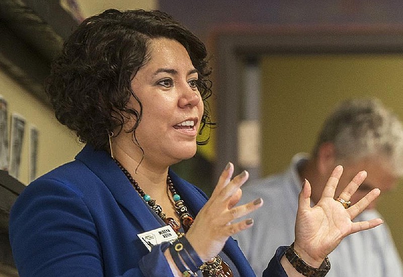 Mireya Reith, excutive director for the Arkansas United Community Coalition, speaks at the Immigrant Resource Center in Springdale in this Aug. 18, 2015, file photo.