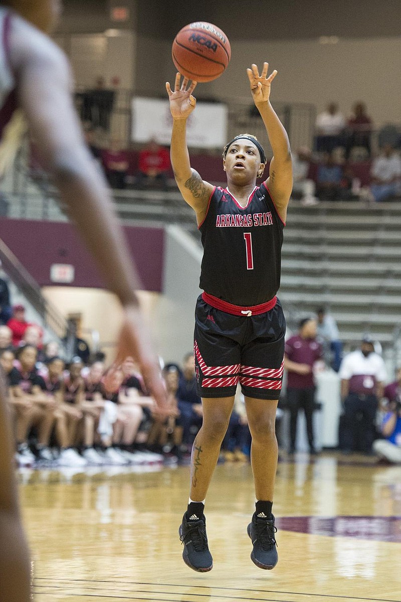 Jireh Washington has blossomed in her junior season, leading the Arkansas State women with 12.4 points and 4.5 rebounds per game.
(Democrat-Gazette file photo)