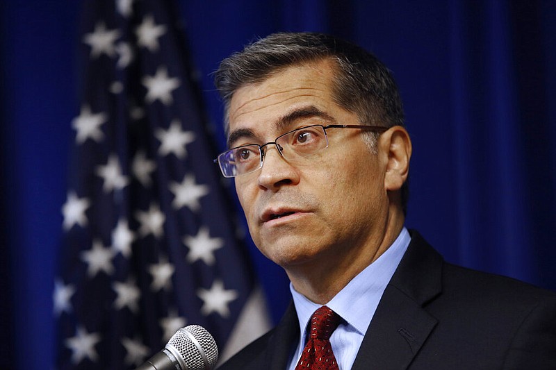 Xavier Becerra, then California's attorney general, speaks during a news conference in Sacramento, Calif., in this Dec. 4, 2019, file photo.