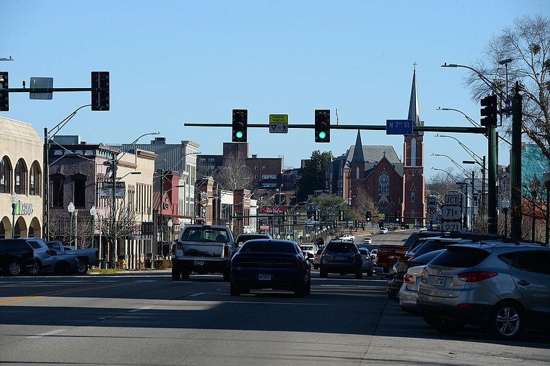 Rogers Avenue, downtown Fort Smith Friday, Jan. 22, 2021.
(NWA Democrat-Gazette/Andy Shupe)