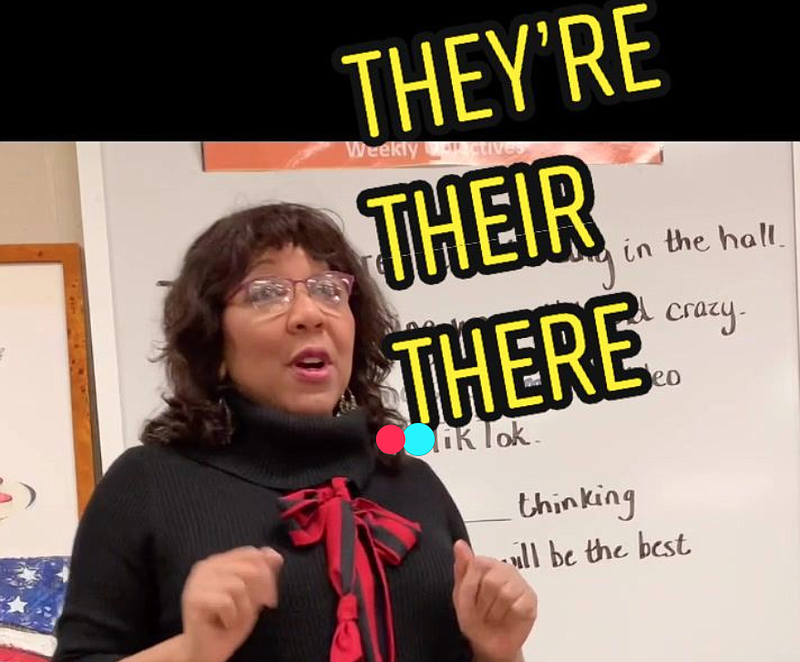 Eighth grade English teacher at Malverne Middle School Claudine James uses TikTok to teach her students lessons on grammar.