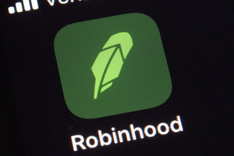 The logo for the Robinhood app is shown on a smartphone in New York in this Dec. 17, 2020, file photo.