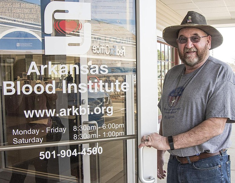 Keith Perkins has been a plasma donor since 1999 and has donated 19 units of plasma since March to the Arkansas Blood Institute after recovering from covid-19. Next month, he plans to make his 20th plasma donation.
(Arkansas Democrat-Gazette/Cary Jenkins)