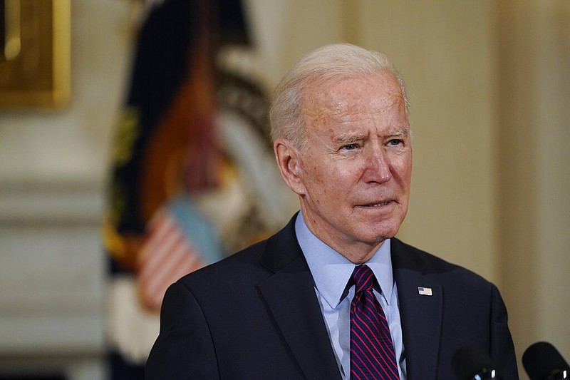 President Joe Biden, speaks about the economy in the State Dinning Room of the White House, Friday, Feb. 5, 2021, in Washington.