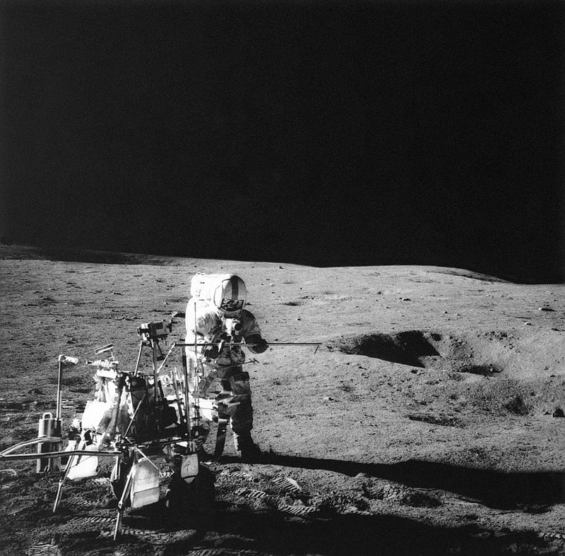 Apollo 14 astronaut Alan Shepard hit two golf balls from the moon’s surface with a makeshift 6-iron on this date in 1971. Shepard later described the moon’s surface as “one big sand trap.”
(NASA file photo)