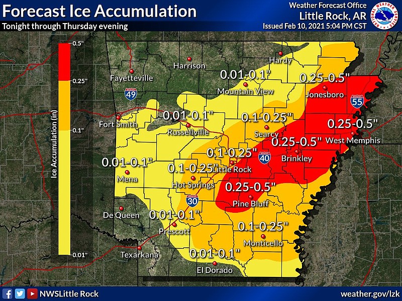 A map from the National Weather Service shows potential impacts for Thursday.